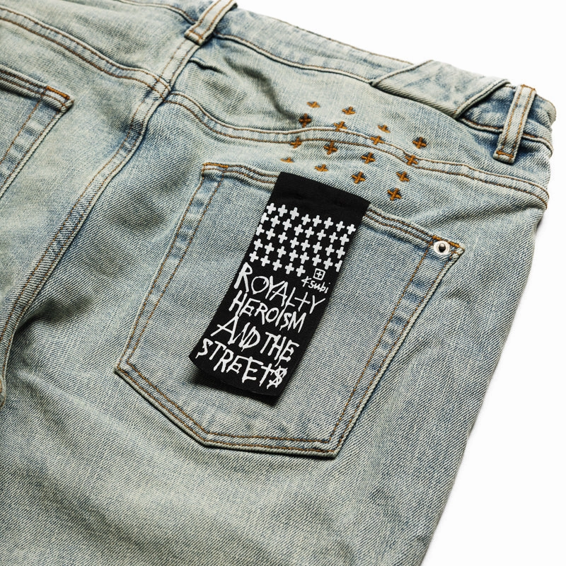 Gentle Breeze Layered Look Ksubi Chitch Dune Etch Denim Pant - Indigo