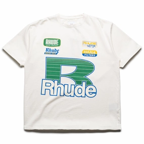 AntibacterialFinish Silk Glow Rhude Roadway Racing Tee - Vintage White