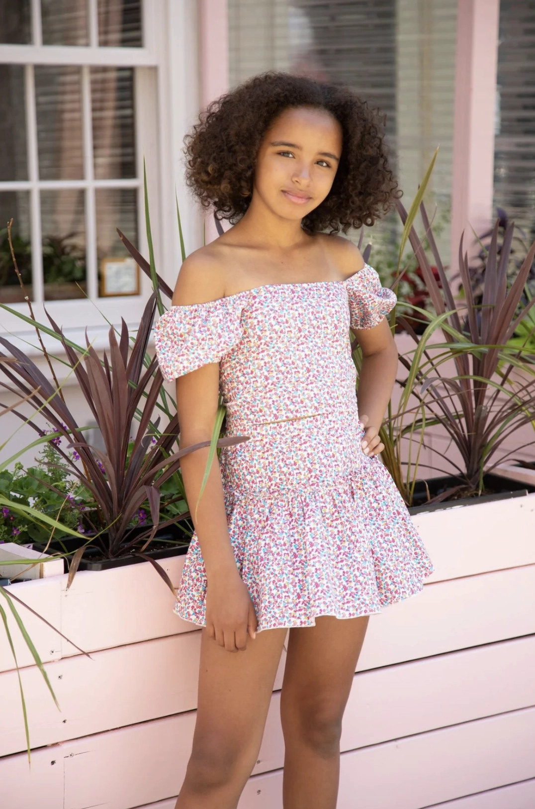 The Drew Skirt - Blue Ditsy Floral CompressionEnhanced Wind Glow