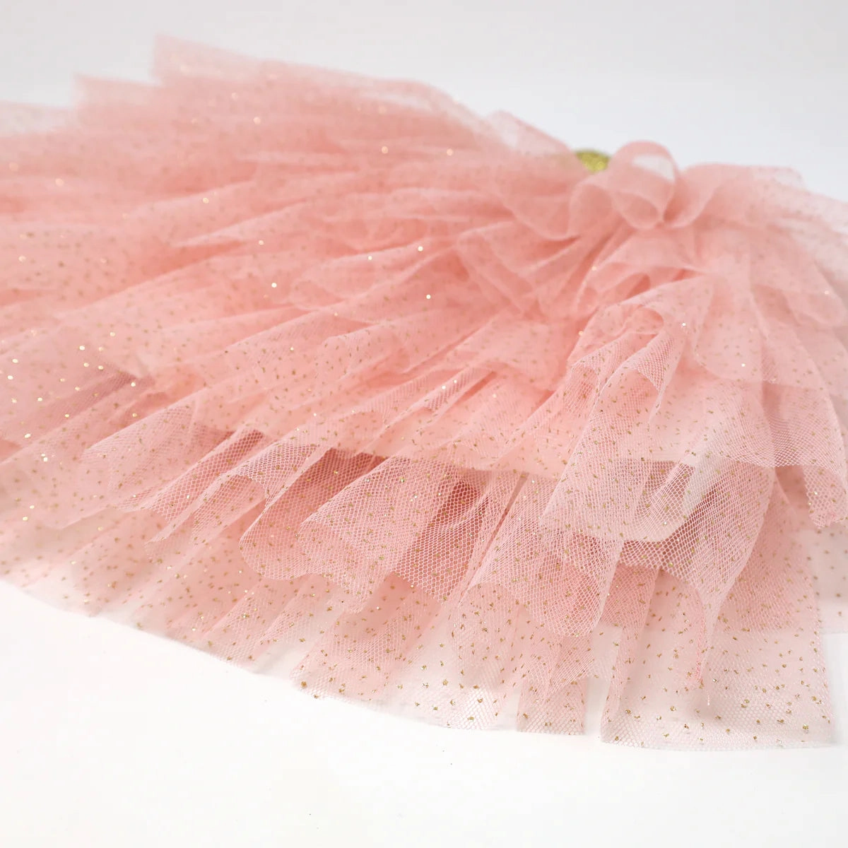 Gold Band Layered Frill Tutu Skirt - Pale Pink Reinforced Knees