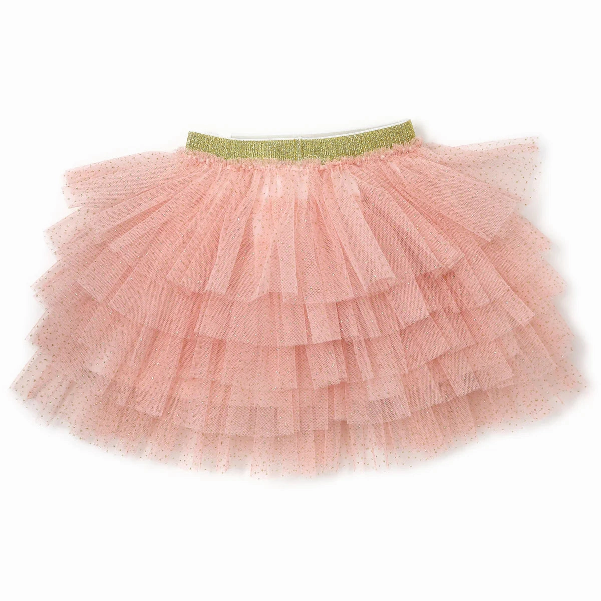 Gold Band Layered Frill Tutu Skirt - Pale Pink Silver Glow MoistureControl Fabric