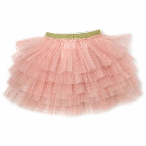 Gold Band Layered Frill Tutu Skirt - Pale Pink Silver Glow MoistureControl Fabric