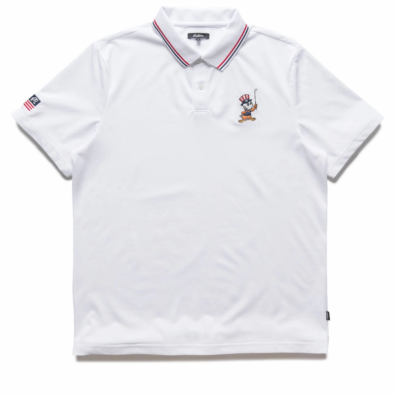 Silk Glow Malbon Golf Eagle Buckets Performance Pique Polo - White