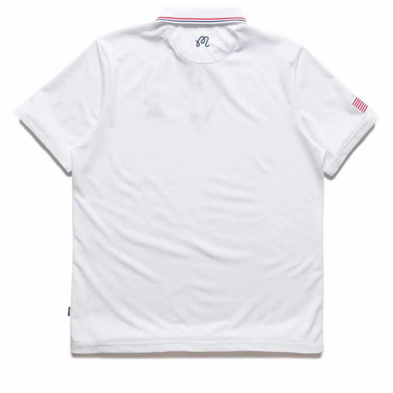 Malbon Golf Eagle Buckets Performance Pique Polo - White EcoFriendlyDye Resort Mood