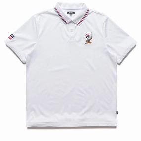 Silk Glow Malbon Golf Eagle Buckets Performance Pique Polo - White