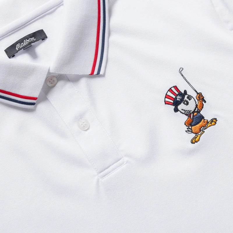 Malbon Golf Eagle Buckets Performance Pique Polo - White Quick Wear