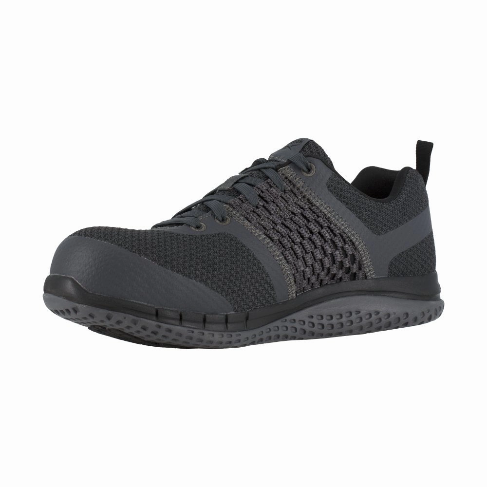 Reflective Safety Panels Reebok Print Work Ultk Athletic Work Shoe Men's Composite Toe Rb4248 In Coal Grey And Black