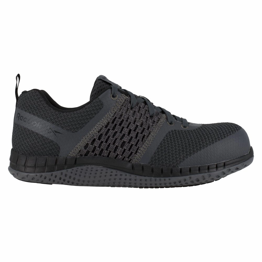 Reebok Print Work Ultk Athletic Work Shoe Men's Composite Toe Rb4248 In Coal Grey And Black Rubberized Toe Guard competition trail shoes