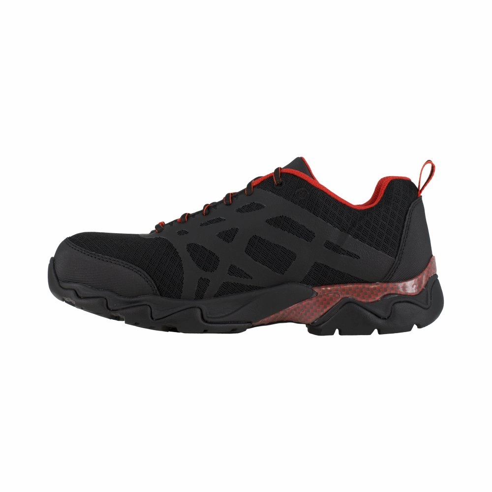 Reebok Seamless Athletic Men's Work Shoe Composite Toe Rb1061 In Black With Red Trim rocky mountain sneakers alpine trail running shoes