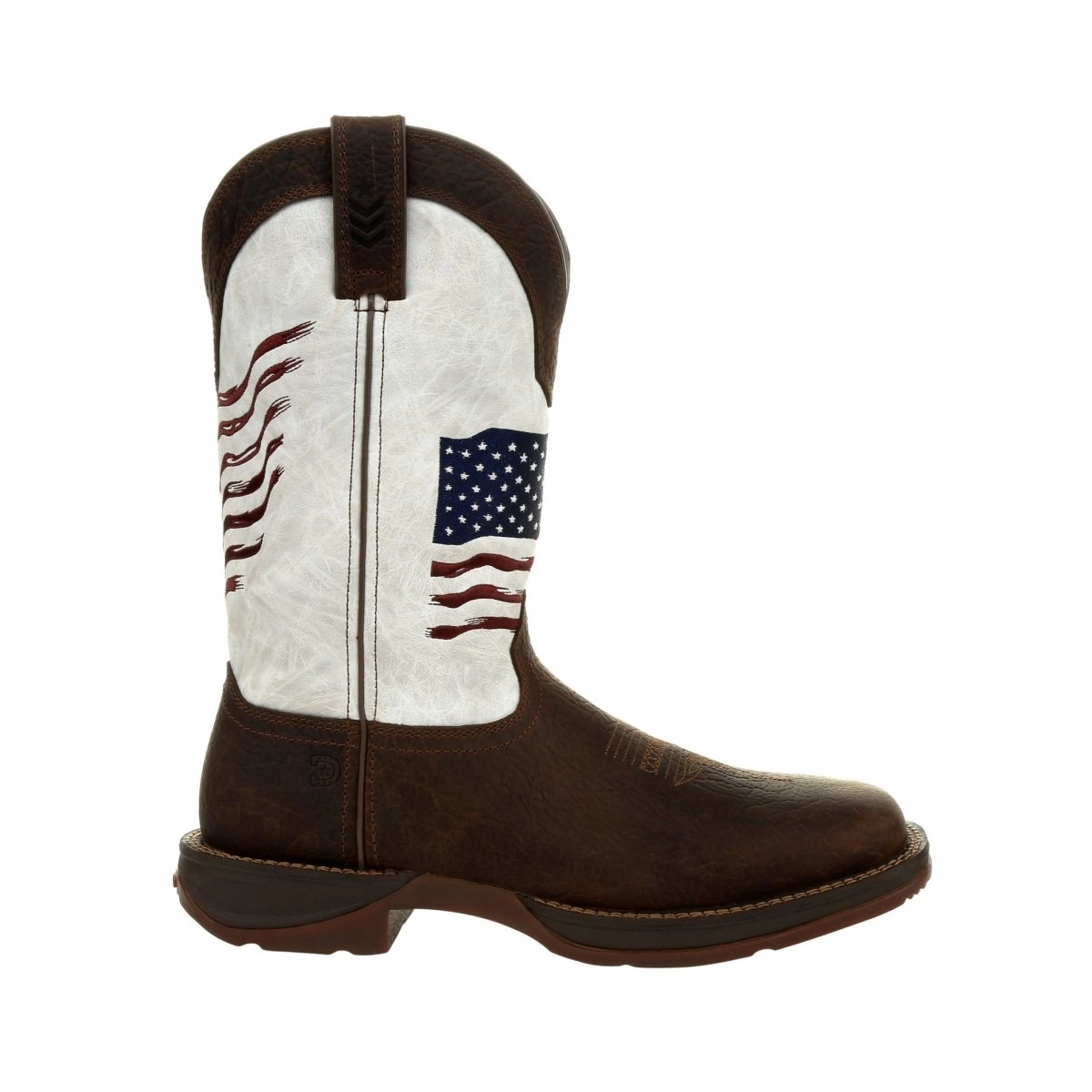 Durango Rebel Men's Distressed Flag Embroidery Western 12" Boots Ddb0312 In Bay Brown And White Outdoor Tough