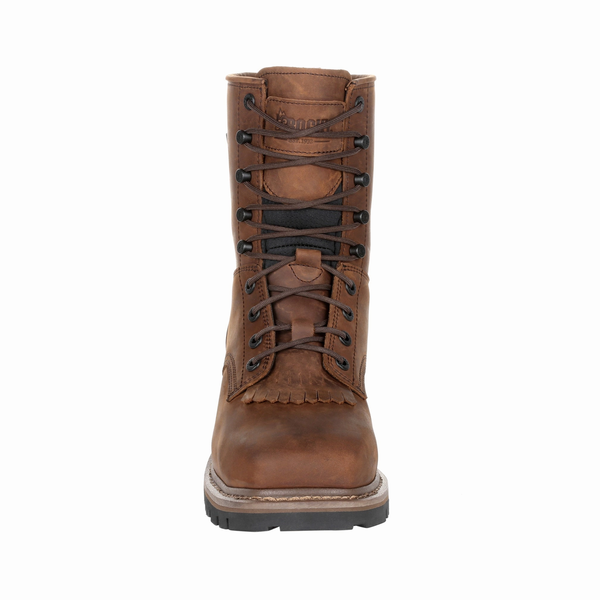 Heat resistant Hill Climb Rocky Men's Square Toe Logger Composite Toe Waterproof Work Boot Rkk0277 In Brown