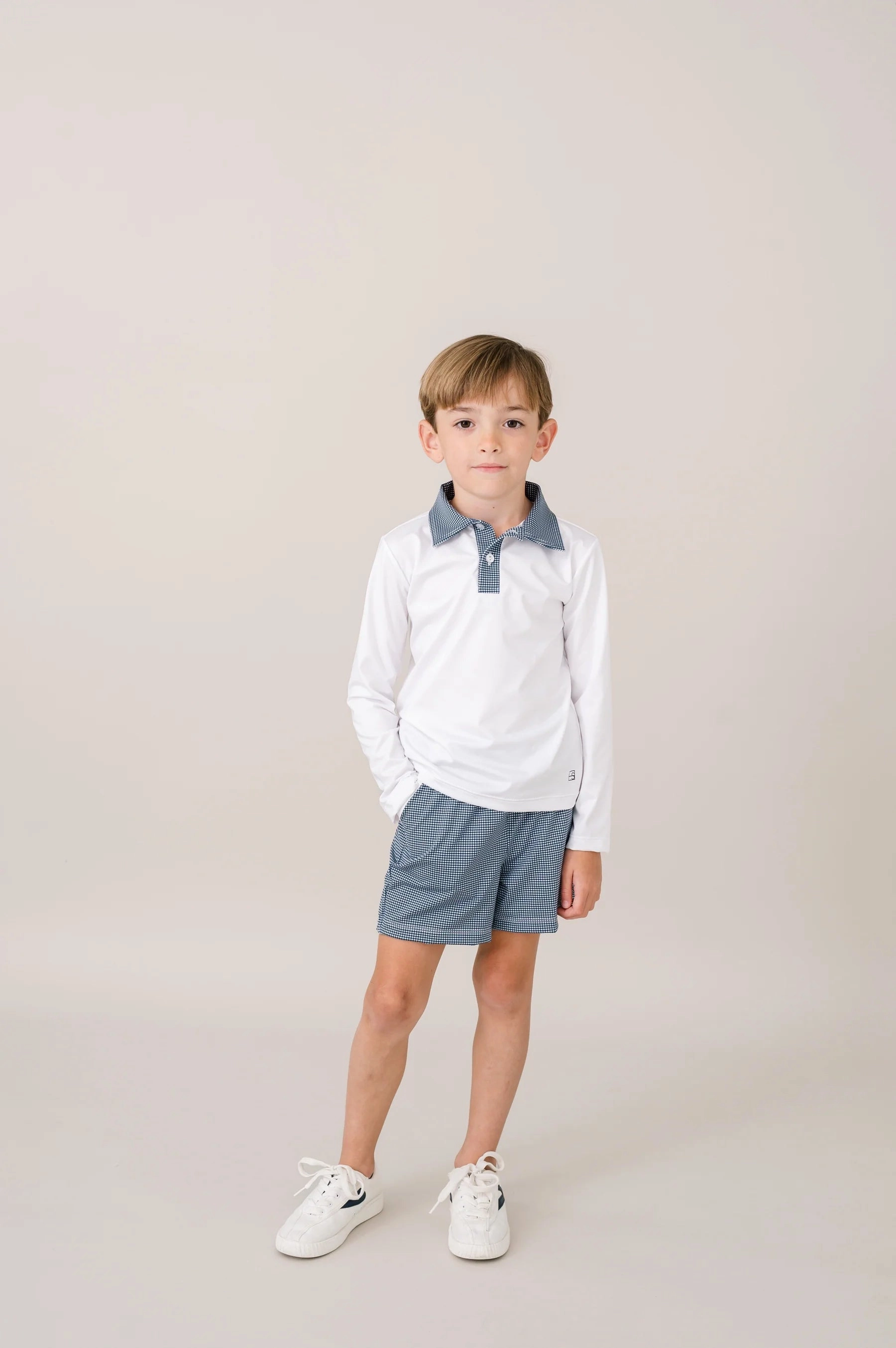 Nathan Short, Nantucket Navy Minigingham, Pure Coconut Practical Style VersatileStyle