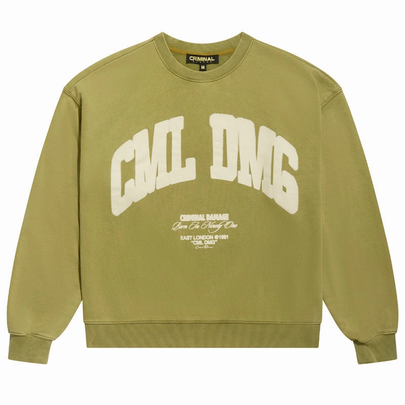 Essential Shirt Match Fit Criminal Damage Icon Sweater - Green