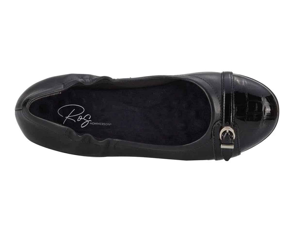 Ros Hommerson Trista Women's Flat Slip-on Shoes In Black Pat Balanced Motion Flex Move