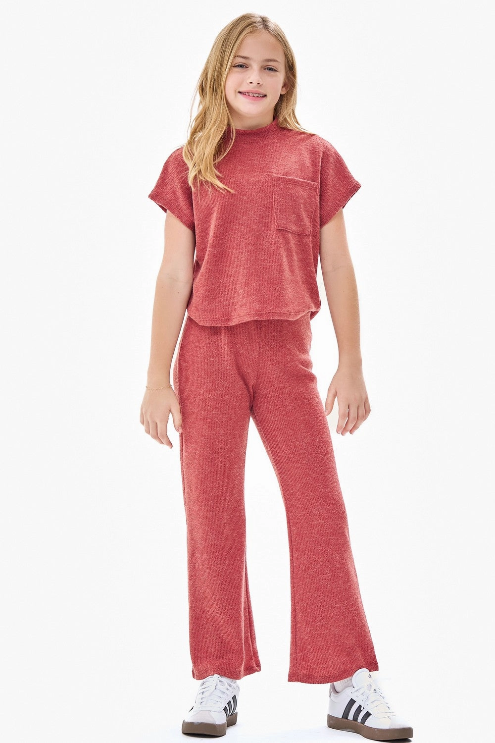 AllDayComfort HighVisibility Chest Pocket Mock Neck Drop Shoulder Knit Vest | Brick