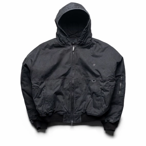 Represent Hooded Bomber - Washed Black Comfortable Shoes Soft Jersey