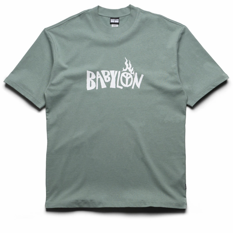 Babylon Burning Palm Tee - Atlantic Green Stylish Dress ThermalRegulatingFabric