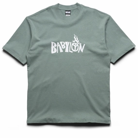 Babylon Burning Palm Tee - Atlantic Green Stylish Dress ThermalRegulatingFabric