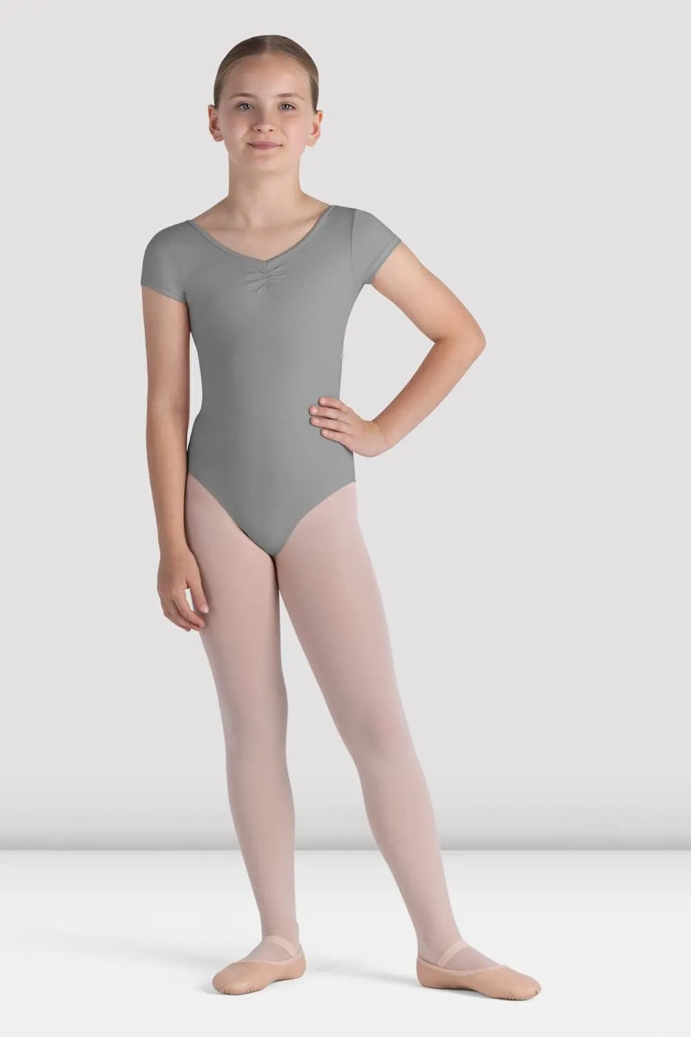 Recycled Polyester Blend FourWayStretch Girls Piper Cap Sleeve Leotard