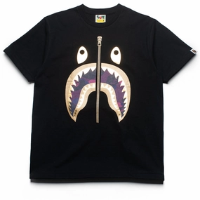 A Bathing Ape Color Camo Shark Tee - Black/Purple Breath Skin Stylish Jacket