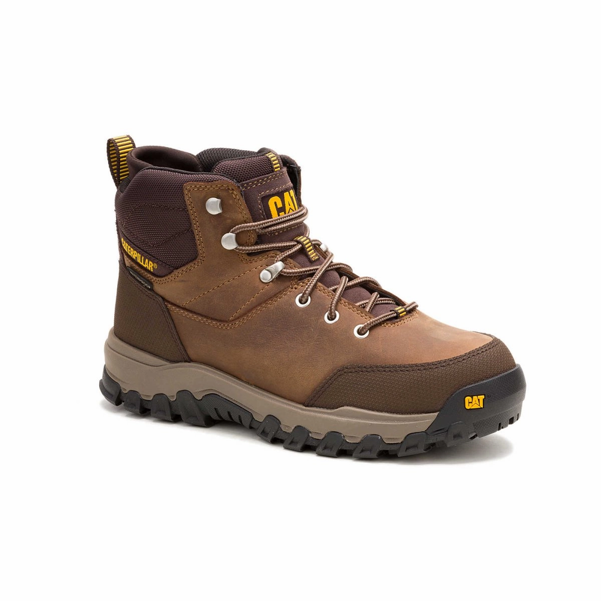 Slip Resistant Open Toe Design Caterpillar Men's Threshold Rebound Hiker Waterproof Steel Toe Work Boot (P91784) In Bison