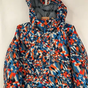 Non Restrictive Movement Lightweight insulation Size 4-5: Columbia Blue/Orange Geometric Omni Heat Zip-Up Winter Coat