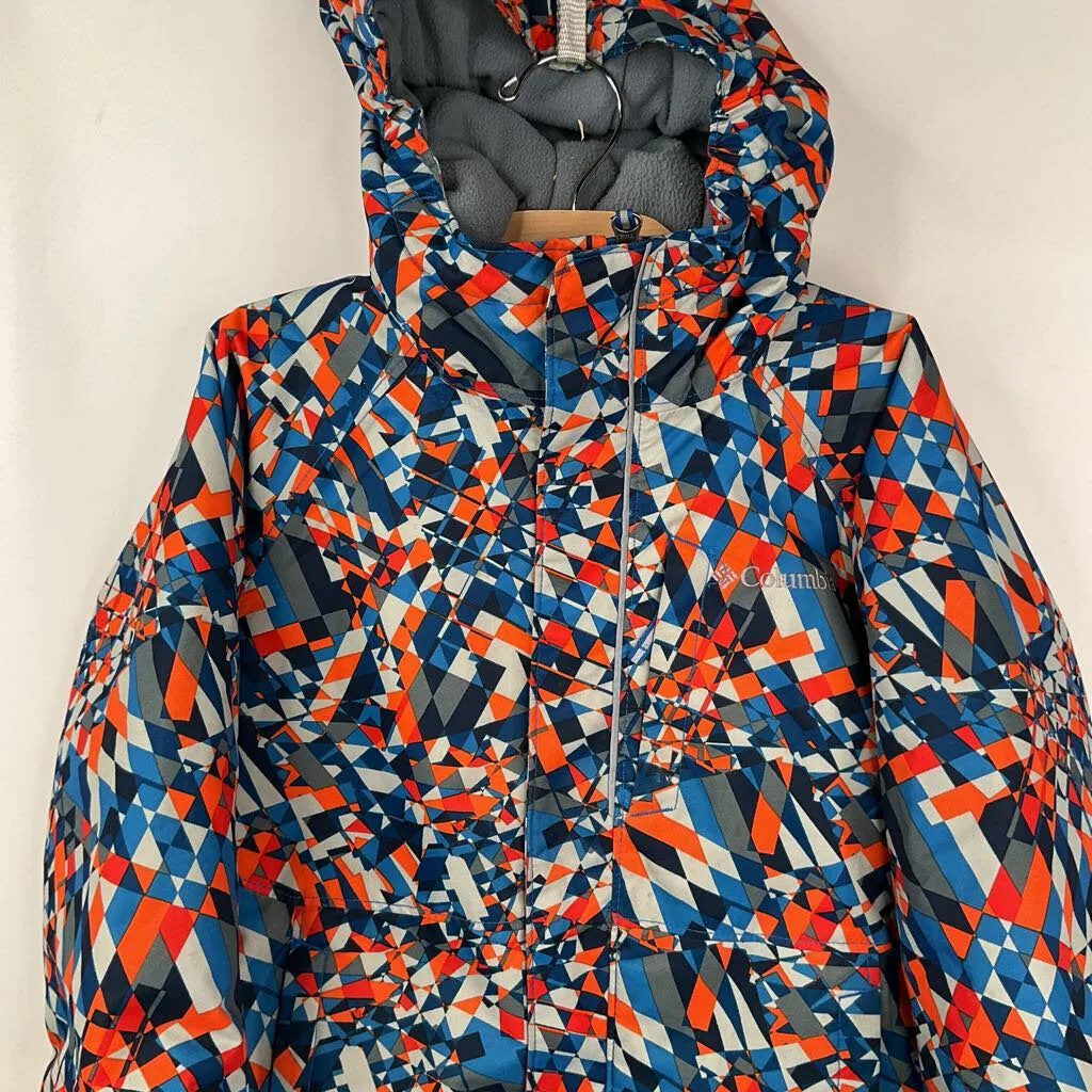 Non Restrictive Movement Lightweight insulation Size 4-5: Columbia Blue/Orange Geometric Omni Heat Zip-Up Winter Coat