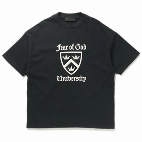 Fear Of God Essentials Heavy Crewneck Tee - Black GridTexture