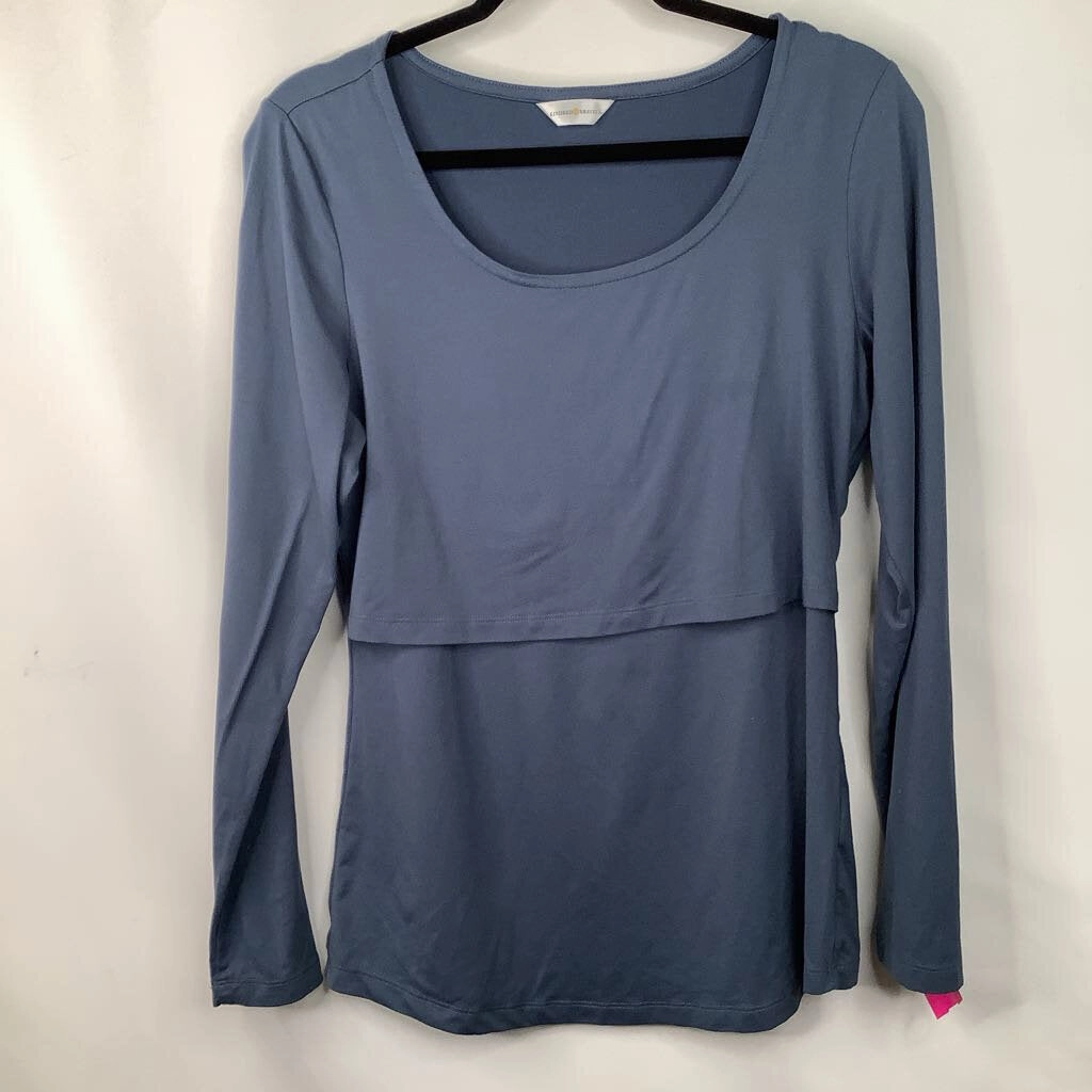 Size M: Kindred Bravely Blue Long Sleeve Breast-Feeding Tank Top Nursing Pajamas Drawstring