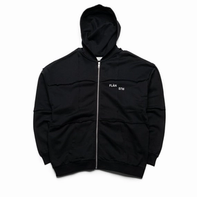 Flaneur Cut & Sew Zip Up Hoodie - Black WaterRepellentFinish StaticResistant