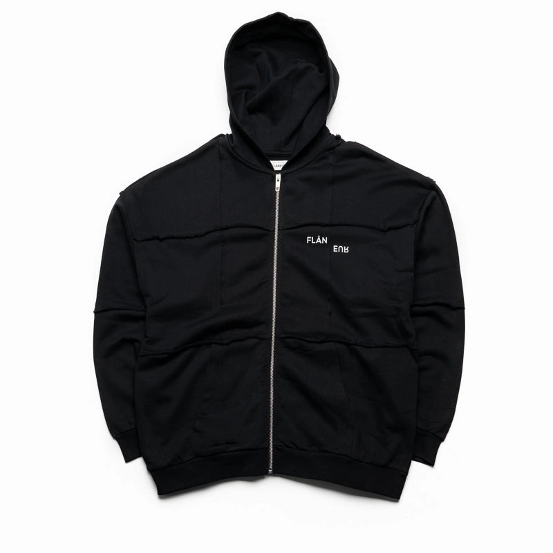 Flaneur Cut & Sew Zip Up Hoodie - Black WaterRepellentFinish StaticResistant