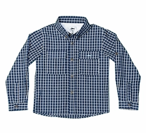 Fashionable Vest Play Mode Flagler Fishing shirt | Navy/White Plaid