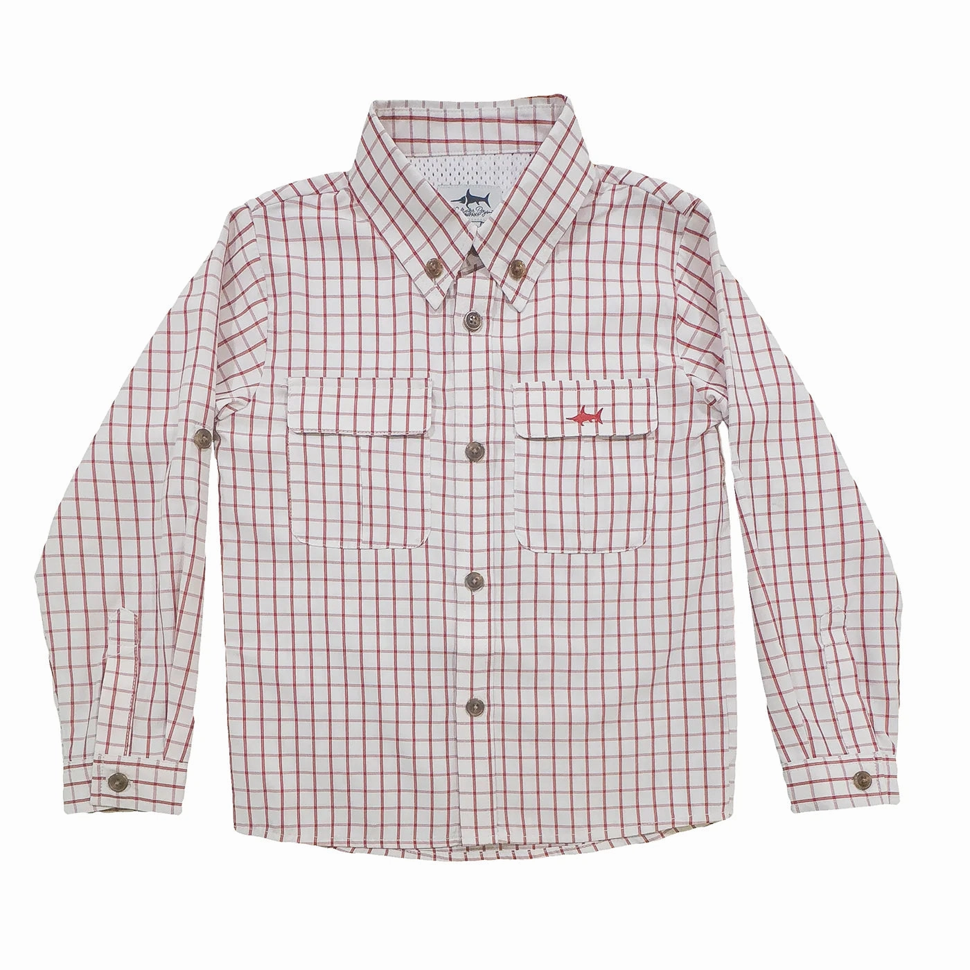 AntiSnagFabric Sustain Glow Flagler Fishing Shirt - Red and White Plaid