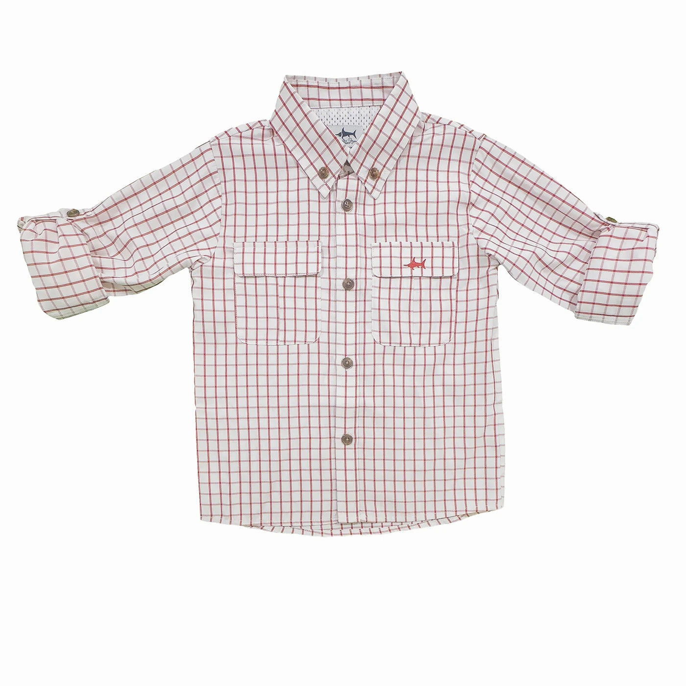 Flagler Fishing Shirt - Red and White Plaid Regular Fit