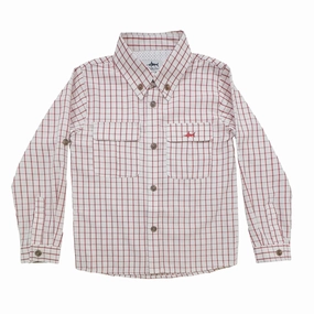 AntiSnagFabric Sustain Glow Flagler Fishing Shirt - Red and White Plaid