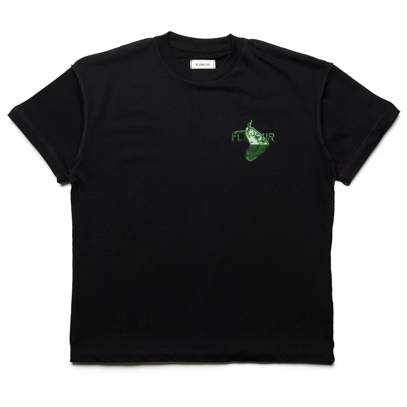 Cotton Blend Flaneur Bending Time Tee - Black