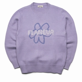Flaneur Flower Doodle Jacquard Sweater - Purple Country Core Free Shape