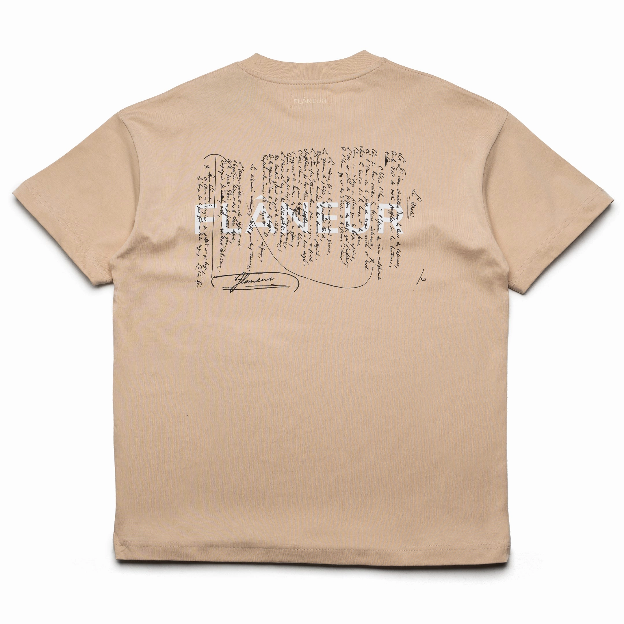 Future Edge Casual Bottoms Flaneur Letter Tee - Tan