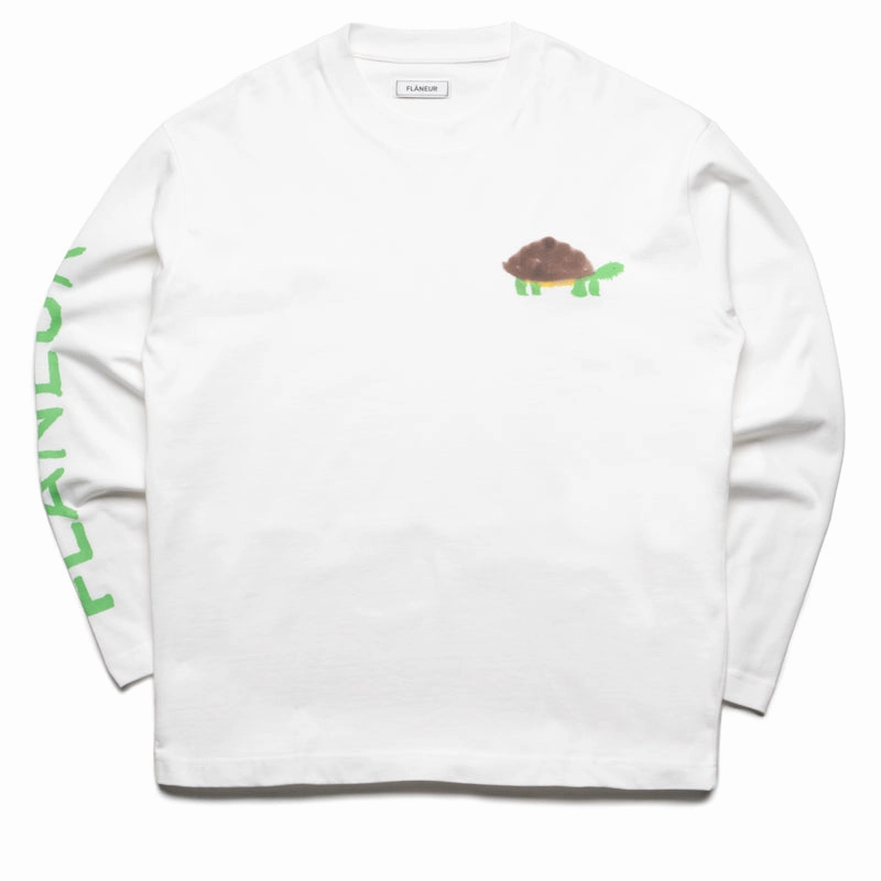 CompressionFreeCuffs Drive Core Flaneur Watercolor Turtle L/S Tee - White