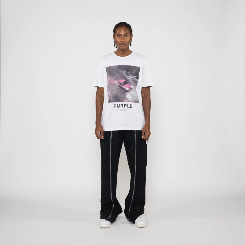 Organic Cotton Magnetic Closure Purple Brand Speed Tee - White