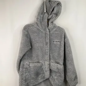 Stretch Weave Fabric Convertible Collar Size 6-7: Columbia Grey Fuzzy Coat