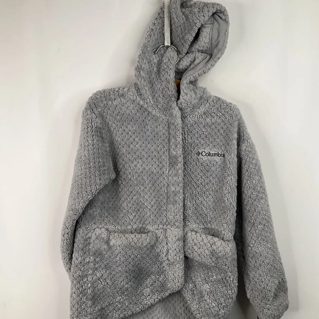 Stretch Weave Fabric Convertible Collar Size 6-7: Columbia Grey Fuzzy Coat