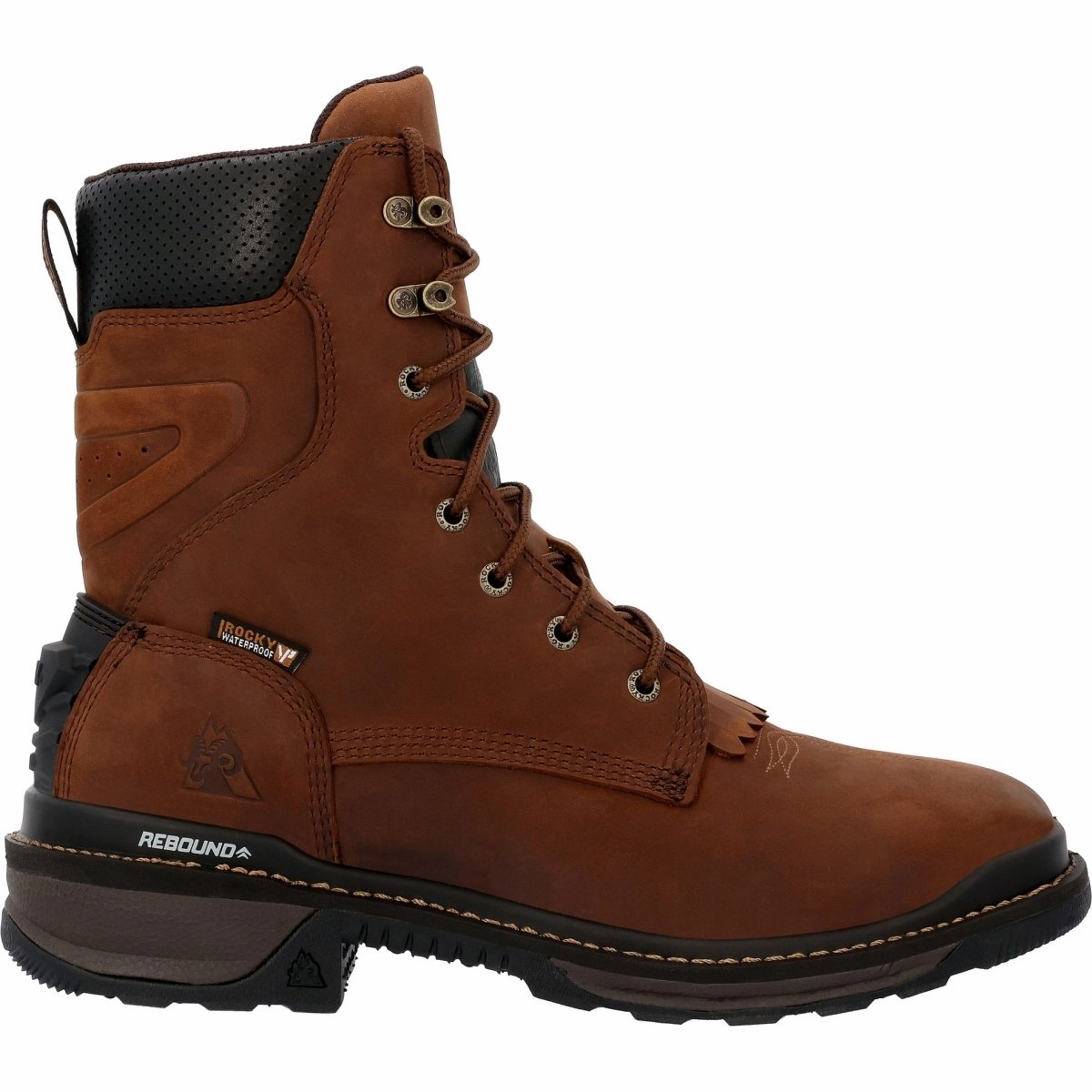 Rocky Rams Horn Men's Composite Toe Western Boots Rkw0407 In Brown Built Tough Tactile Grip Pattern
