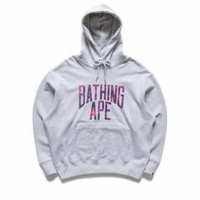 Web Glow A Bathing Ape by Politics NYC Logo Pullover Hoodie - Gray