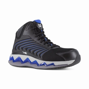 Reebok Men's Zig Elusion Heritage High Top Work Sneaker Composite Toe Rb3225 In Black And Blue Moisture Management Technology outdoor enthusiast sneakers
