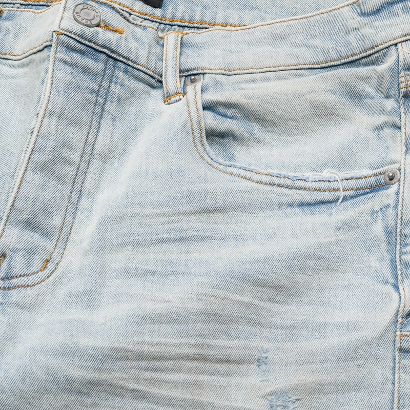 Bright Color Purple Brand Low Rise Skinny Leg Fade Distressed Jean - Light Indigo