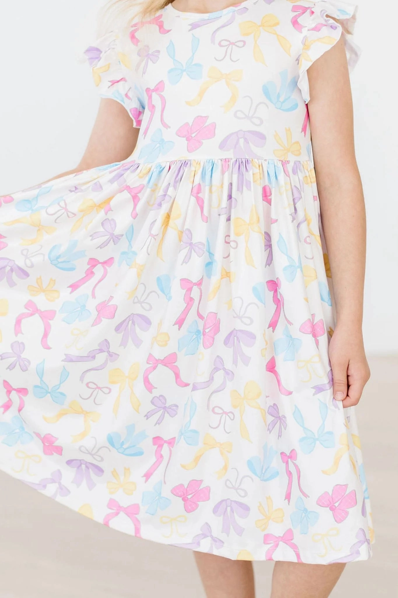 Elegant Skirt Casual Fashion Bow-Tastic Flutter Sleeve Dress