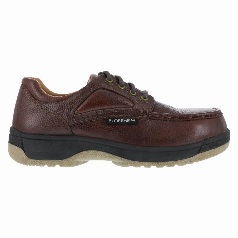 Florsheim Men's Eurocasual Moc Toe Oxford Work Shoe's Composite Toe Compadre Fs2400 In Brown Heavy-duty Traction Heavy-duty Cushion