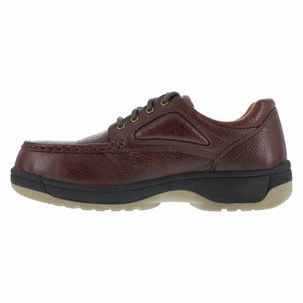 Florsheim Men's Eurocasual Moc Toe Oxford Work Shoe's Composite Toe Compadre Fs2400 In Brown Weather Guard Shoes
