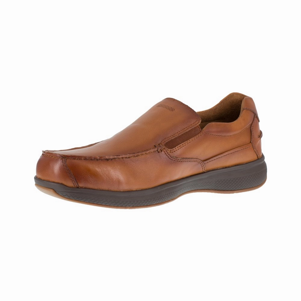 Traction Power Industrial Walk Florsheim Men's Slip-on Work Boat Shoe Steel Toe Bayside Fs2325 In Cognac